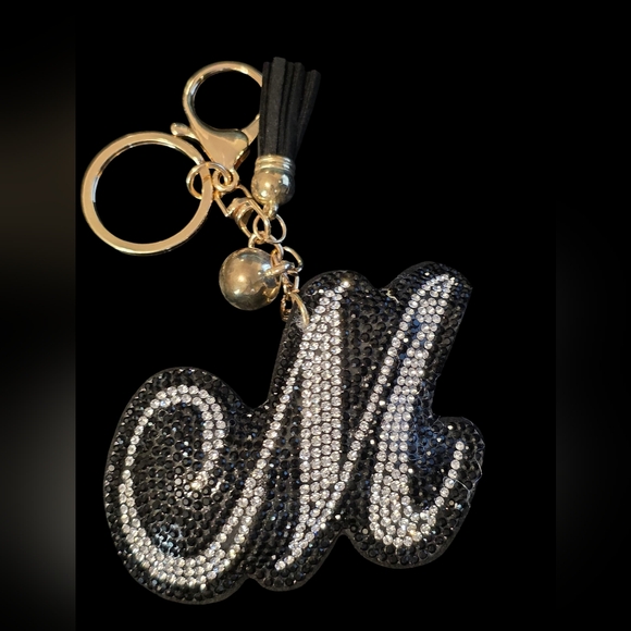 Rhinestone Letter “M” Bag Charm – Sparkly Initial Keychain - Picture 1 of 3